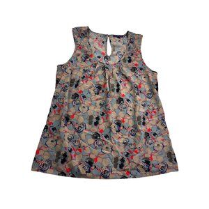 Gap Womens Sleeveless Abstract Floral Keyhole Blouse Size S Multicolor